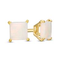 4.0mm Princess-Cut Opal Solitaire Stud Earrings in 14K Gold|Peoples Jewellers