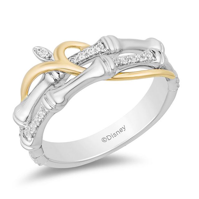 Enchanted Disney Mulan 0.085 CT. T.W. Diamond Bamboo Stacked Ring in 10K Two-Tone Gold|Peoples Jewellers