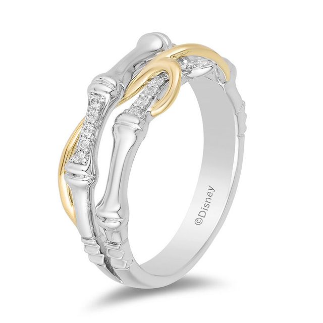 Enchanted Disney Mulan 0.085 CT. T.W. Diamond Bamboo Stacked Ring in 10K Two-Tone Gold|Peoples Jewellers