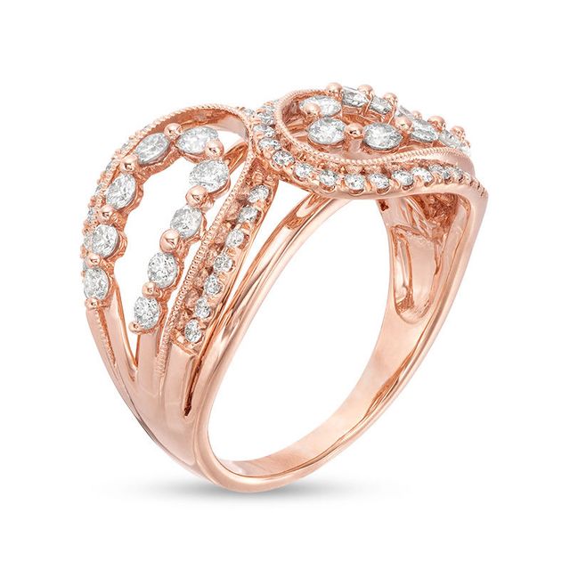 1.00 CT. T.W. Diamond Layered Loop Bypass Vintage-Style Ring in 10K Rose Gold|Peoples Jewellers