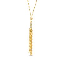 Mirror Flat-Link Chain Tassel Necklace in 14K Gold - 17"|Peoples Jewellers