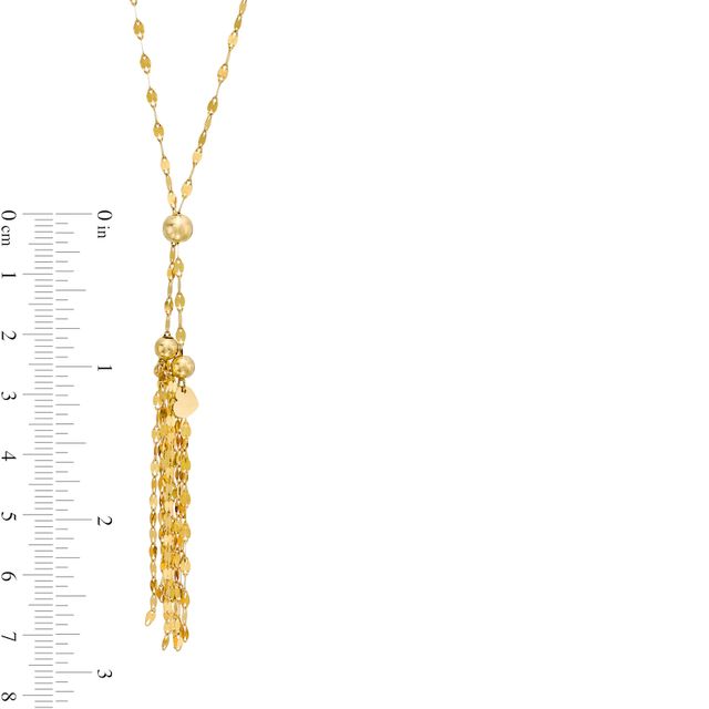 Mirror Flat-Link Chain Tassel Necklace in 14K Gold - 17"|Peoples Jewellers