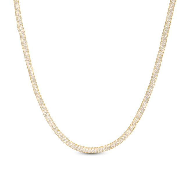Italian Gold Cubic Zirconia Mesh Chain Necklace in 14K Gold|Peoples Jewellers