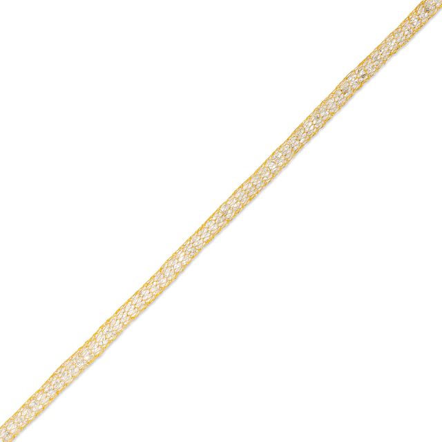 Cubic Zirconia Mesh Chain Bracelet in 14K Gold - 7.5"