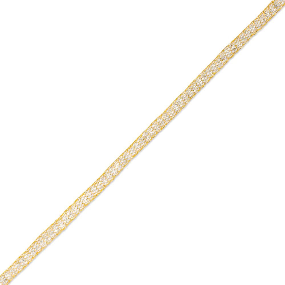 Italian Gold Cubic Zirconia Mesh Chain Bracelet in 14K Gold - 7.5"|Peoples Jewellers