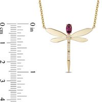 Enchanted Disney Mulan Oval Rhodolite Garnet and Diamond Accent Dragonfly Necklace in 10K Gold|Peoples Jewellers