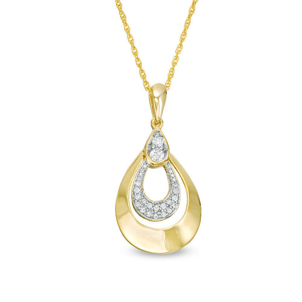 0.20 CT. T.W. Diamond Double Teardrop Pendant in 10K Gold|Peoples Jewellers