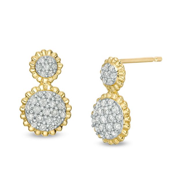 0.23 CT. T.W. Diamond Sunflower Drop Earrings in 10K Gold|Peoples Jewellers