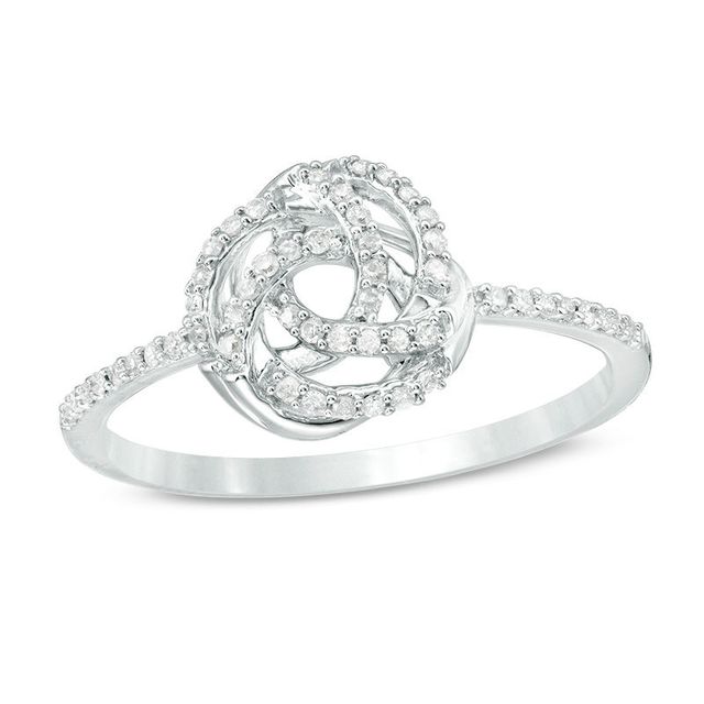 0.145 CT. T.W. Diamond Love Knot Ring in 10K White Gold|Peoples Jewellers