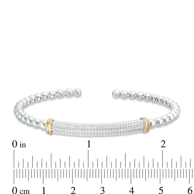 0.25 CT. T.W. Diamond Double Row Collar and Beaded Flex Bangle in Sterling Silver with 10K Gold|Peoples Jewellers