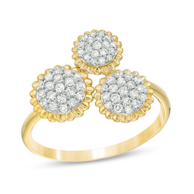 0.30 CT. T.W. Composite Diamond Flower Trio Ring in 10K Gold|Peoples Jewellers