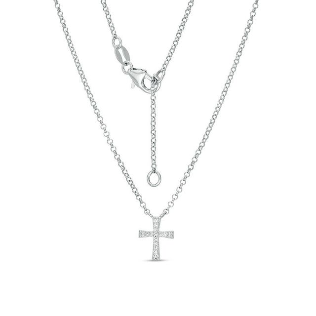 0.04 CT. T.W. Diamond Cross Necklace in Sterling Silver - 20"