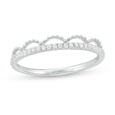 0.10 CT. T.W. Diamond Scallop Tiara Ring in 10K White Gold|Peoples Jewellers