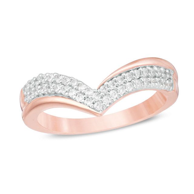 0.25 CT. T.W. Diamond Double Row Chevron Ring in 10K Rose Gold