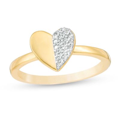 0.10 CT. T.W. Diamond Laser-Cut Heart Ring in 10K Gold|Peoples Jewellers