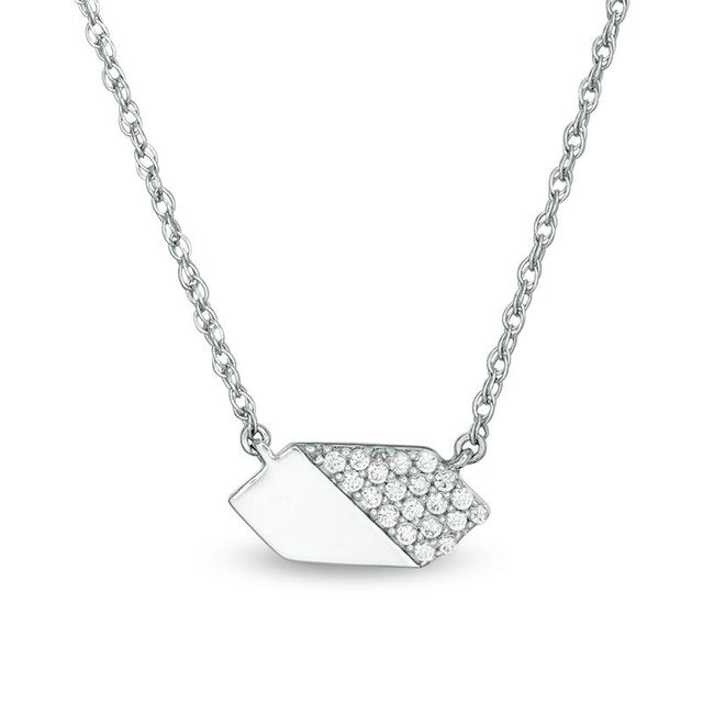 0.10 CT. T.W. Diamond Hexagon Necklace in 10K White Gold|Peoples Jewellers
