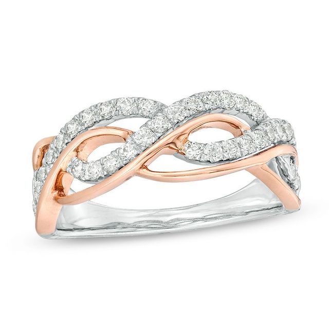 0.50 CT. T.W. Diamond Twist Anniversary Band in 10K Two-Tone Gold|Peoples Jewellers