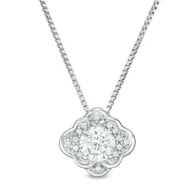 0.51 CT. T.W. Diamond Scallop Frame Pendant in 10K White Gold|Peoples Jewellers