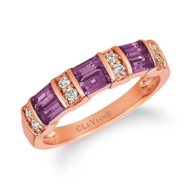 Le Vian® Grape Amethyst™ and Crème Brûlée Diamonds™ 0.13 CT. T.W. Diamond Double Row Ring in 14K Strawberry Gold™|Peoples Jewellers