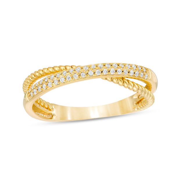 0.12 CT. T.W. Diamond Twist Crossover Ring in 10K Gold|Peoples Jewellers