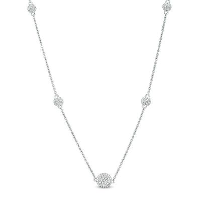 0.18 CT. T.W. Composite Diamond Station Necklace in 10K White Gold|Peoples Jewellers