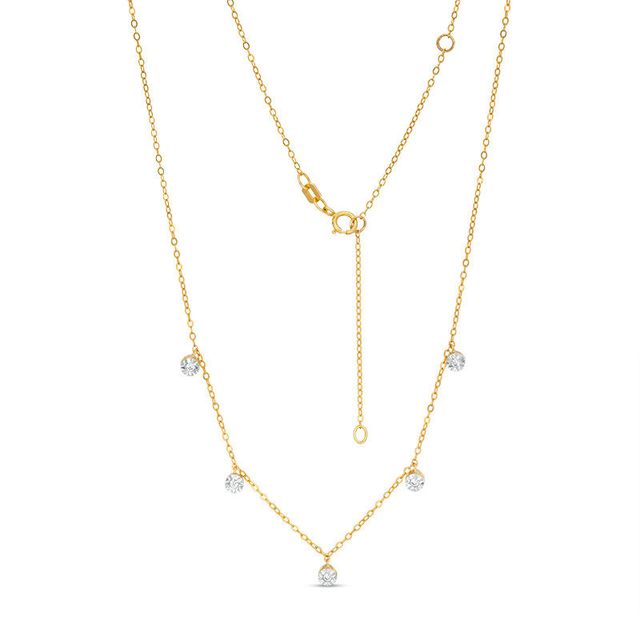 0.05 CT. T.W. Diamond Station-Drop Necklace in 10K Gold|Peoples Jewellers