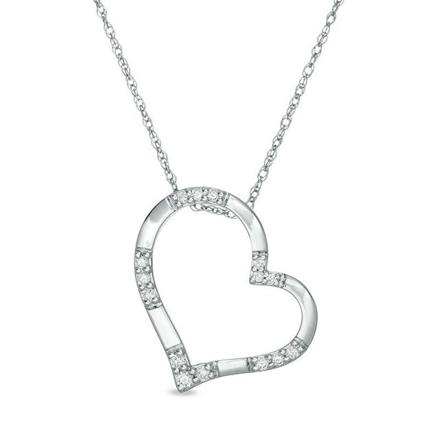 0.12 CT. T.W. Diamond Heart Outline Pendant in 10K White Gold|Peoples Jewellers