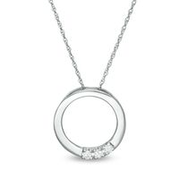 0.10 CT. T.W. Diamond Three Stone Open Circle Pendant in 10K White Gold|Peoples Jewellers