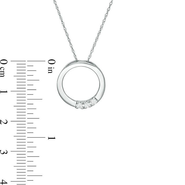 0.10 CT. T.W. Diamond Three Stone Open Circle Pendant in 10K White Gold|Peoples Jewellers