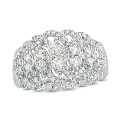 1.00 CT. T.W. Diamond Marquise Wave Ring in 10K White Gold|Peoples Jewellers