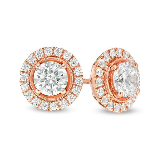 2.00 CT. T.W. Diamond Frame Stud Earrings in 14K Rose Gold