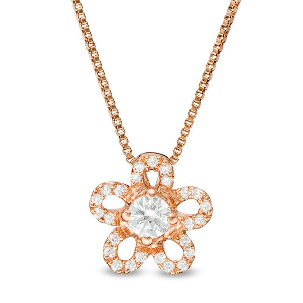 0.25 CT. T.W. Diamond Flower Pendant in 10K Rose Gold|Peoples Jewellers
