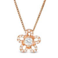 0.25 CT. T.W. Diamond Flower Pendant in 10K Rose Gold|Peoples Jewellers