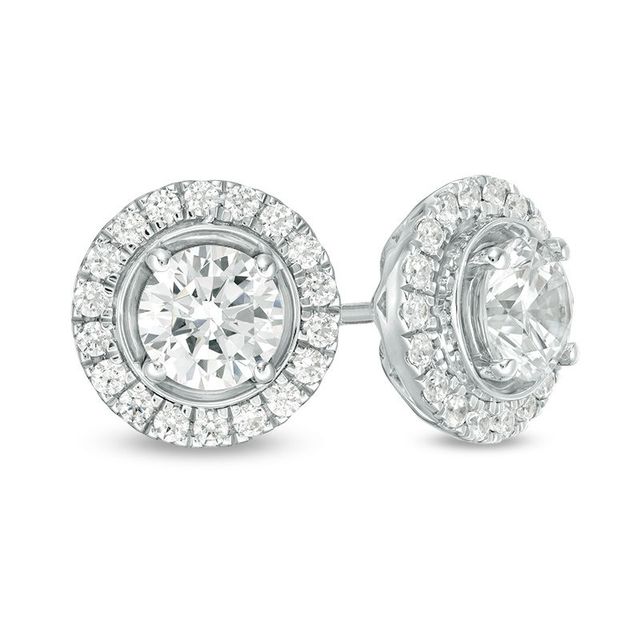 2.00 CT. T.W. Diamond Frame Stud Earrings in 14K White Gold