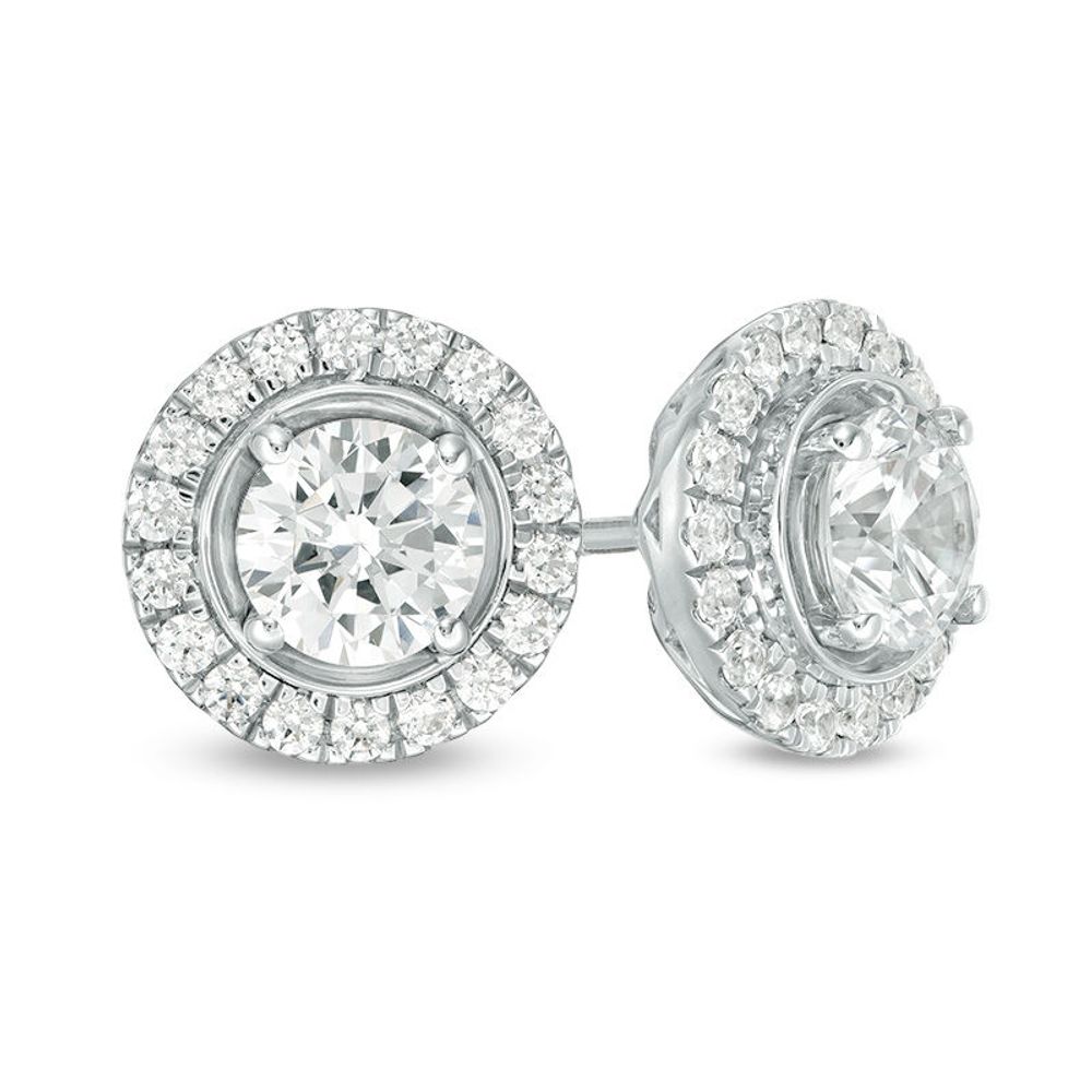 2.00 CT. T.W. Diamond Frame Stud Earrings in 14K White Gold|Peoples Jewellers