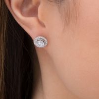 2.00 CT. T.W. Diamond Frame Stud Earrings in 14K White Gold|Peoples Jewellers
