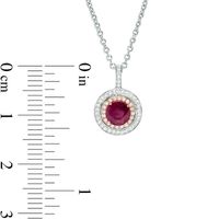 EFFY™ Collection 5.0mm Ruby and 0.13 CT. T.W. Diamond Double Frame Pendant in 14K Two-Tone Gold|Peoples Jewellers