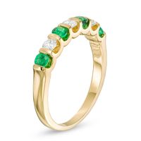 EFFY™ Collection Emerald and 0.23 CT. T.W. Diamond Alternating Stackable Ring in 14K Gold|Peoples Jewellers