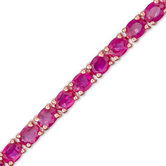 EFFY™ Collection Oval Ruby Tennis Bracelet in 14K Rose Gold|Peoples Jewellers