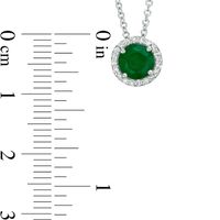 EFFY™ Collection 6.0mm Emerald and 0.08 CT. T.W. Diamond Frame Pendant in 14K White Gold|Peoples Jewellers