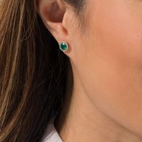 EFFY™ Collection 5.0mm Emerald and 0.12 CT. T.W. Diamond Frame Stud Earrings in 14K White Gold|Peoples Jewellers