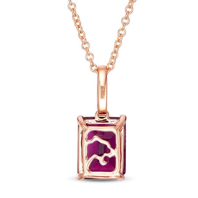 EFFY™ Collection Emerald-Cut Rhodolite Garnet and Diamond Accent Pendant in 14K Rose Gold|Peoples Jewellers