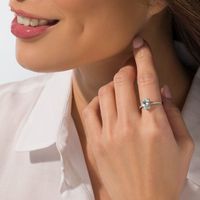 EFFY™ Collection Pear-Shaped Aquamarine and 0.07 CT. T.W. Diamond Ring in 14K White Gold|Peoples Jewellers