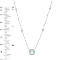 EFFY™ Collection 6.0mm Aquamarine and 0.10 CT. T.W. Diamond Frame and Station Necklace in 14K White Gold|Peoples Jewellers