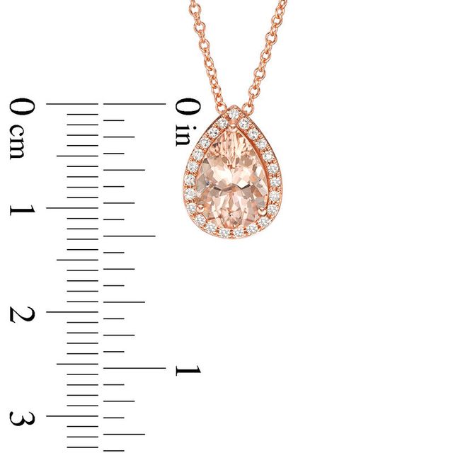 EFFY™ Collection Pear-Shaped Morganite and 0.10 CT. T.W. Diamond Frame Pendant in 14K Rose Gold|Peoples Jewellers