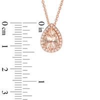 EFFY™ Collection Pear-Shaped Morganite and 0.10 CT. T.W. Diamond Frame Pendant in 14K Rose Gold|Peoples Jewellers