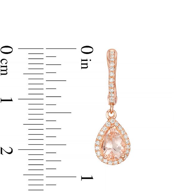 EFFY™ Collection Pear-Shaped Morganite and 0.25 CT. T.W. Diamond Frame Drop Earrings in 14K Rose Gold