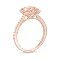 EFFY™ Collection 6.5mm Cushion-Cut Morganite and 0.33 CT. T.W. Diamond Frame Ring in 14K Rose Gold|Peoples Jewellers