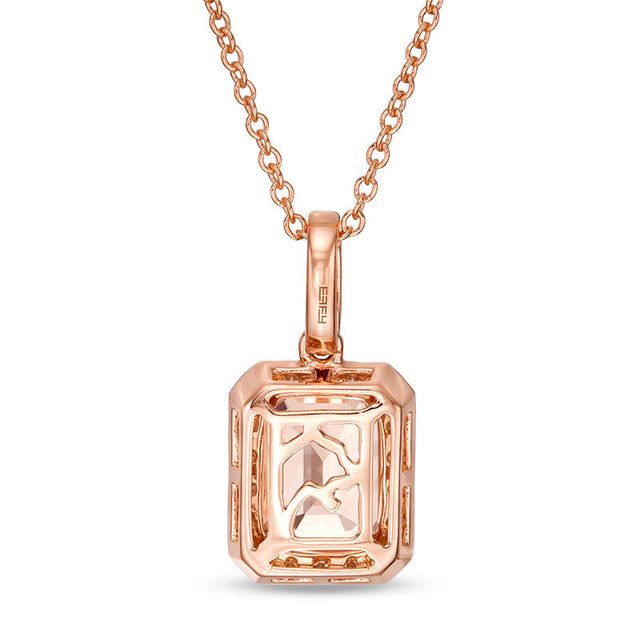 EFFY™ Collection Emerald-Cut Morganite and 0.20 CT. T.W. Diamond Frame Pendant in 14K Rose Gold|Peoples Jewellers