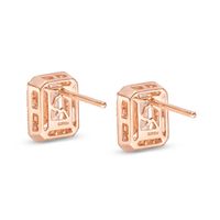 EFFY™ Collection Emerald-Cut Morganite and 0.25 CT. T.W. Diamond Frame Stud Earrings in 14K Rose Gold|Peoples Jewellers